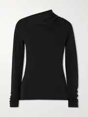[TOTEME] TOTEME - Draped Stretch-jersey Top - Black - large large Black