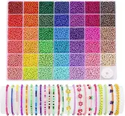 41 Colors Pony Beads, BetterJonny 3mm Glass Seed Beads Bracelet Necklace Beads with String Colorful Pony Seed Beads Small Rainbow Beads with Storage Box for DIY Jewelry Craft Making