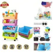 4 Soft Plastic Baskets for Kids' Toy Storage - Stackable & Mobile Solution