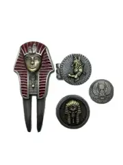 Pharaoh Mummy Golfing Divot Tool Combo Set. Golf Ball Markers +Magnetic Hat Clip