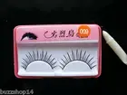 Black false extension eyelashes thick natural Hand Made with glue 1 set #009