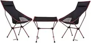 Camping Chairs 3 Pieces Camping Chairs Portable Outdoor Chair with High Back Light Folding Chair Outdoor for Camp Hiking Beach Portable Folding Chair (Color : Red, Size : Set)