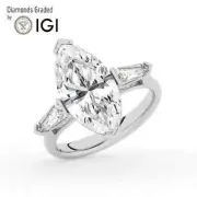 Marquise Solitaire Labgrown Diamond Trilogy Ring Platinum 4.00 Ct F VS1