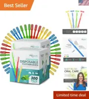 300 Pack Disposable Toothbrushes with Toothpaste, Built in | Prepasted Toothb...
