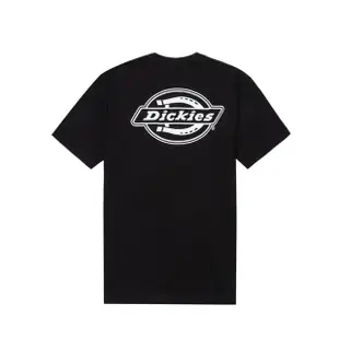 【Dickies】男女款黑色純棉前後品牌Logo印花短袖T恤｜DK011799BLK