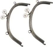 Vaguelly 2pcs Rare Pearl Clasp Purse Frame Replacement Clasp for Handbags Arched Design for Handbags
