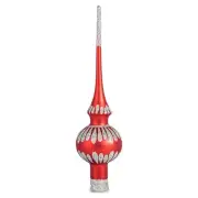 11-inch Red Glass Christmas Tree Topper Ukrainian Finial Ornament Tree Top