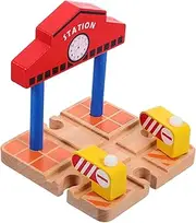 Station Platform Toy Boys and Girls Plaything Wooden Railway Station Platform DIY Model for Train Toy Lovers