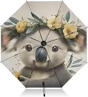 [PDZRMY] Kola Garland Cute UV Protection Travel Umbrella Compact for Rain and Sun - Auto Open and Close UPF 50+ Windproof Portable 46” Sun Umbrella for Women and Men