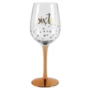 Sixty Rose Gold Stem Red/White Wine Drinking Glass Gold 430ml 60th Birthday