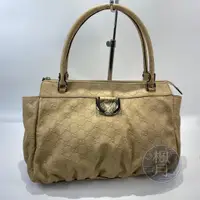 在飛比找蝦皮購物優惠-GUCCI 327787 米色GG壓紋中型托特包 TOTE 