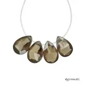6 Cubic Zirconia Flat Pear Briolette Beads 6x9mm Smoky Brown #64422