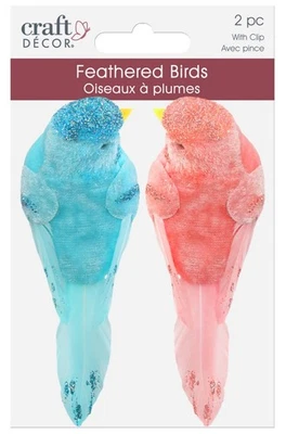 Craft Dcor Essentials FeatheredBird 4.3" 2/Pkg-Pastel - 5A002LTX-1GNJ5