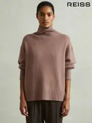 Reiss Mink Corrine 100% Cashmere Roll Neck Jumper (E93707) | $510