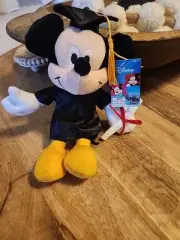 New Disney Mickey Mouse GRADUATION Plush Holding Diploma Cap Gown
