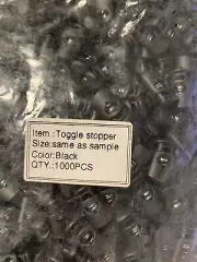 1,000 Black Plastic Cord Lock End Spring Stop Toggle Stoppers