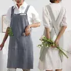 Cotton Cross Back Apron With Pocket Cross-shoulder Straps Smock Kitchen Bib Soft