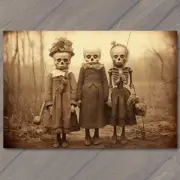 13x19" Children Skeleton Sisters Skull Masks Weird Creepy Vibe Strange Unusual