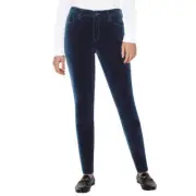Well Worn Ladies' Pant High-Rise Luxe Velvet Tapered Pant Size: 14/34, Blue