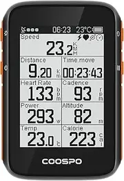 CooSpo Bike Computer Wireless GPS,Bike Speedometer with Auto Backlight,Bluetooth ANT Cycling GPS Computer,Bicycle Computer BC200 with Waterproof,Compatible with CooSporide app HR/Cad/SPD/Power Sensor