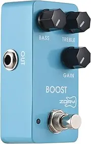 ZORY Guitar Boost Effects Pedal BASS/Treble/GAIN 2-Band EQ Control DC 9V 6.35mm Input/Output face Al num Alloy Electric Guitar Boost Effector with True Bypass Lightblue One Size