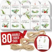 Christmas Gift Tags with String Attached - 80 Pcs Bulk Christmas Tags for Gif...