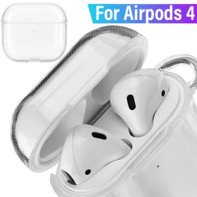 For Apple AirPods 4 3 2 Pro Clear Case Cover Silicone Transparent With Lanyard
