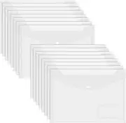 40PCS A4 Plastic Envelopes With Label Pocket - Clear Document Folders File Wallets With Snap Closure for School Home Office (White)