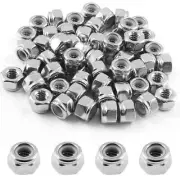 100PCS 1/4-20 Nylon Insert Hex Lock Nuts, Stainless Steel Lock nut Hex Locknu...