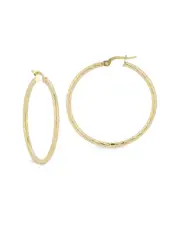 14K Italian Gold Medium Hammered Hoops