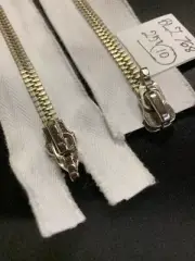 25" 2-way White Metal Zipper without pulls