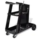 Welding Cart Black Trolley 3 Shelf Organizer for Workshop Storage