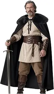 L'VOW Viking Fur Cloak Renaissance Fur Cape - Velvet Cloak with Fur Medieval King Cape Cosplay Costume