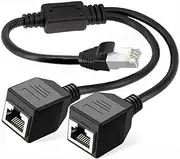 Ethernet Splitter 1 Male to 2 Female RJ45 Network Adapter, 1 to 2 Port LAN Ethernet Splitter Adapter, Suitable Super Cat5-7, Cmpatible with ADSL, Hubs, TVs, Set-top Boxes, Routers, Computers
