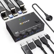 8K HDMI KVM Switch Dual Monitor Switcher 2 In 2 Out 2 Computer Control Upgrated