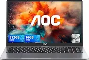 AOC Laptop, 15.6 Inch Notebook, Twin Lake N150 (up to 3.6 GHz), RAM 16 GB DDR4 SSD 512 GB Expand 2 TB, WiFi, BT5.0, Type_C, USB 3.2, HDMI, Metal Housing Computer, High Performance