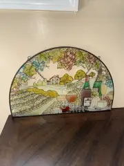16”x10” Half Circle Stained Glass Window Hanging Suncatcher Wine Charcuterie