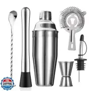 ZPUFAW 6-Piece Cocktail Shaker Set 24oz Shaker Strainer Muddler Jigger Mixing