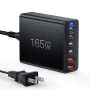 USB C Charger Block, 165W GaN 6 Port USB C Fast Charging Station Hub Block Wa...
