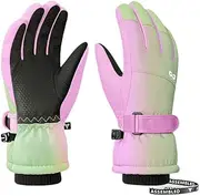 [JJZS] Boys Girls Ski Snow Gloves Waterproof Winter Insulated Thermal Kids Snowboard Gloves for Skiing Snowboarding Ice Skating Snow Sleds Extreme Cold Weather Ski Gear
