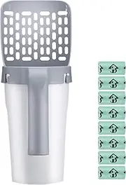 Vsgaalge Cat Litter Scooper with Holder, Cat Litter Shovel with Refill 8 Rolls of Litter Bags, Large Capacity Cat Scooper Portable Shovel