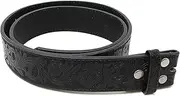 [BC Belts] Womens Leather Belt Strap with Embossed Western Flowers Pattern 1.5" Wide with Snaps
