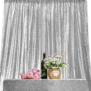 JYFLZQ Silver Sequin Backdrop Curtains 10ft x 10ft 1 Panel Glitter Photo Booth Backdrops Sparkly Photography Background Drapes for Parties Wedding Bridal Showers