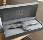 Parker Sonnet Ballpoint Pen Chiselled Silver with Gold Trim Medium Point Black