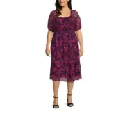Terra & Sky Women's Plus Size Smocked Mesh Dress, Size:3X(24-26)