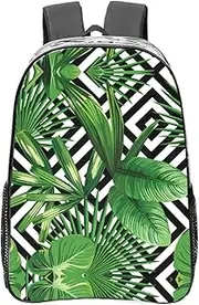 [JEJEA] Green Leaves of Palm Tree Tropical Plant print Clear Backpack Transparent Backpack for Sports Events Festival Concerts Women Men Unisex, Transparent, One Size