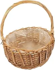 STOBAZA Rattan Woven Flower Storage Basket Multi Functional Handheld Container for Flowers Simple and Elegant Design for Desktop Organization and Sundries Storage
