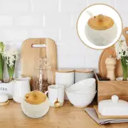 Jar with Spoon Ceramic Seasoning Decorative Kitchen Spice Container