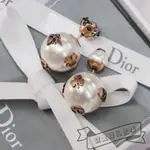 精品全新二手 DIOR E0665TRIRS CD WITH BIG PEARL 小蜜蜂 珍珠 耳環 白 實拍