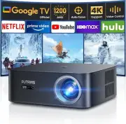 4K Projector【1200 ANSI & Netflix/Disny in Google TV】Voice Assistant Smart Projec